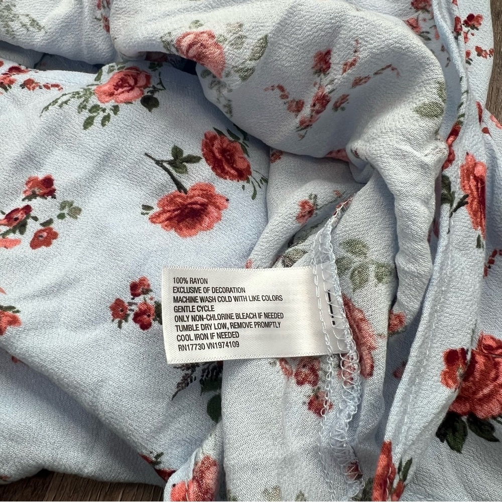 NWT Flutter Cap Sleeve Maxi a-Line Dress Wild Fable Light Blue Floral Large - Picture 7 of 7